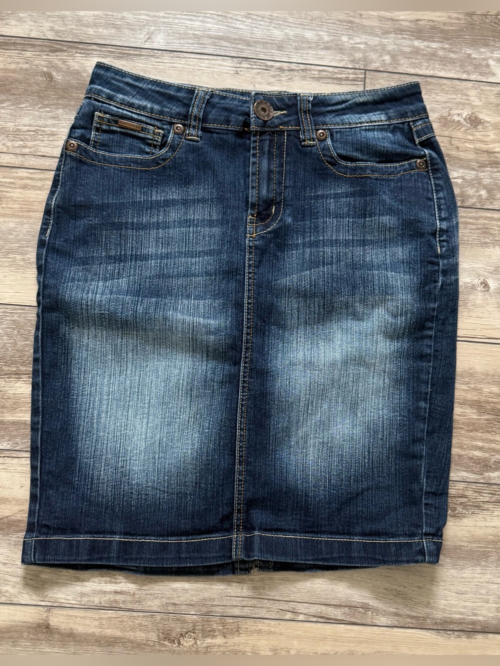 Womens Carreli Classic Dark Blue Denim Pencil Skirt